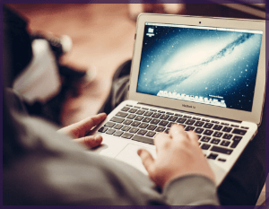 Man using his internet service on fiber optics